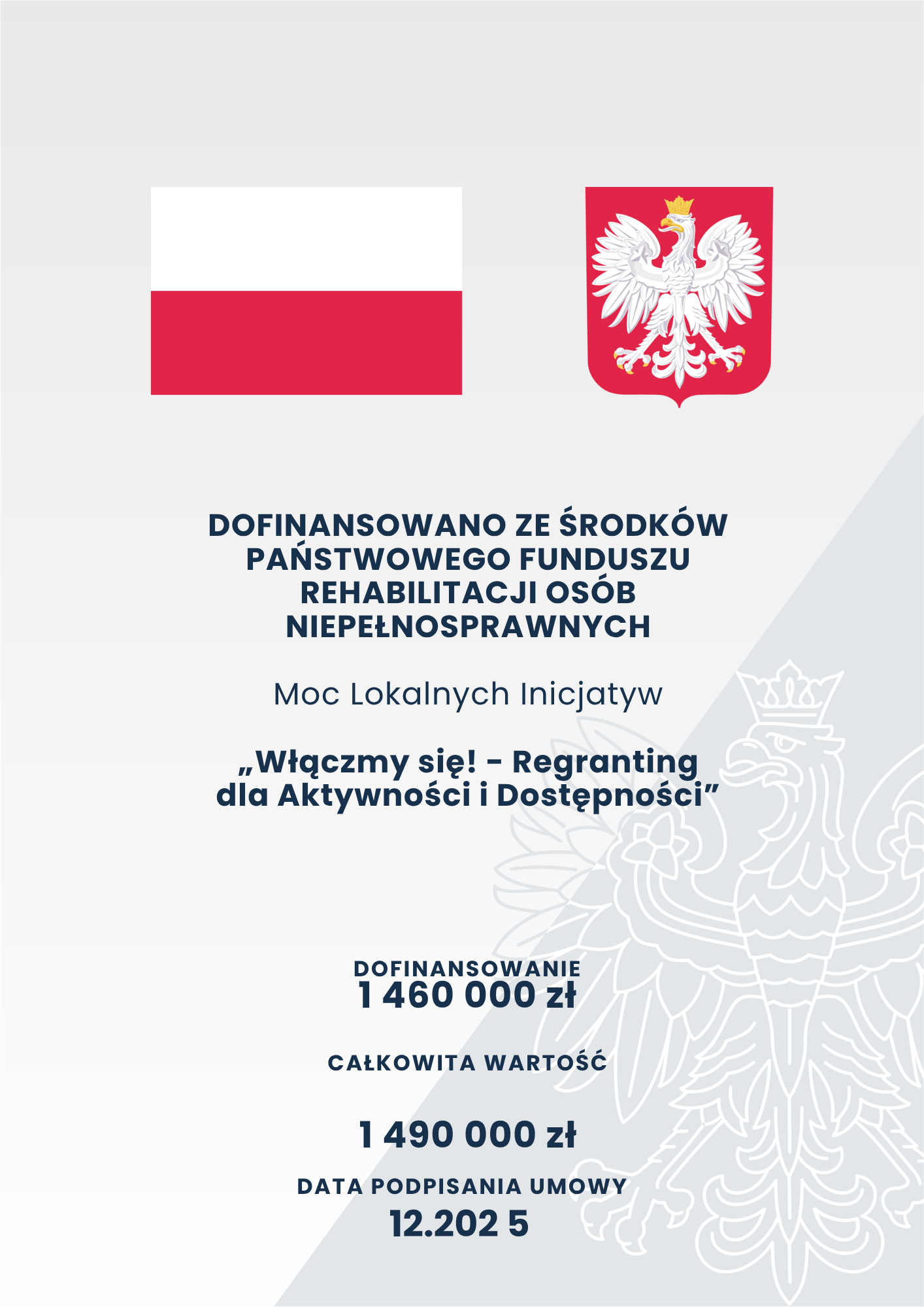 DOFINANSOWANO ZE ŚRODKÓW PAŃSTWOWEGO FUNDUSZU REHABILITACJI OSÓB NIEPEŁNOSPRAWNYCH Nazwa zadania 1
